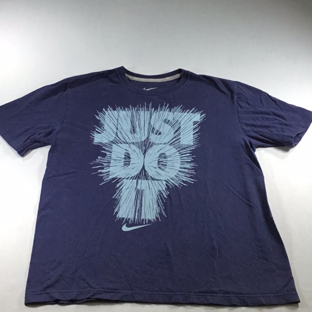Nike Size M Navy Graphic Tee Just Do It Athletic Cut Cotton‎ Short Sleeve